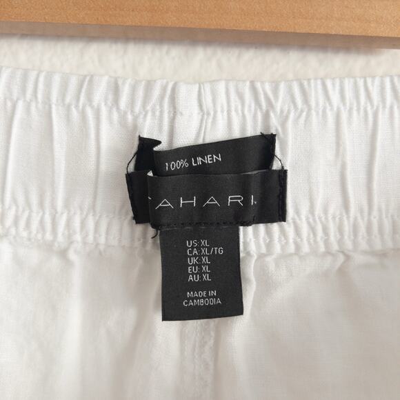 Tahari White Wide Leg Pull On Linen Pants Size XL - Picture 5 of 6